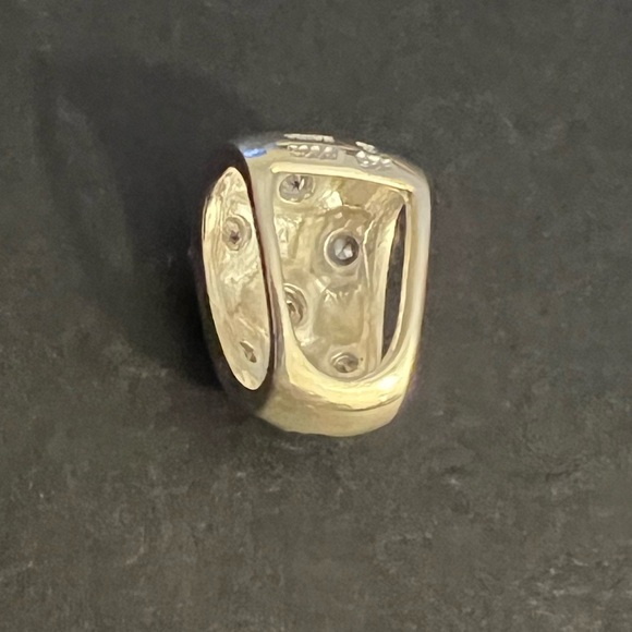 Sterling Silver Enamel Cubic Zirconia Checkerboard Ring & Pendant - Picture 9 of 10